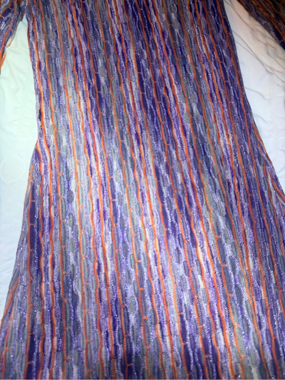 Missoni -V-Neck Long Sleeve Knit Dress in Multicolor